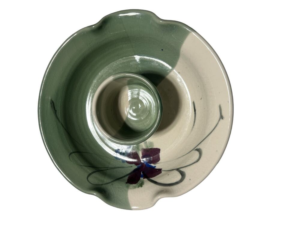 Kent Follette Louisiana Clay Pottery Chip and Dip Bowl